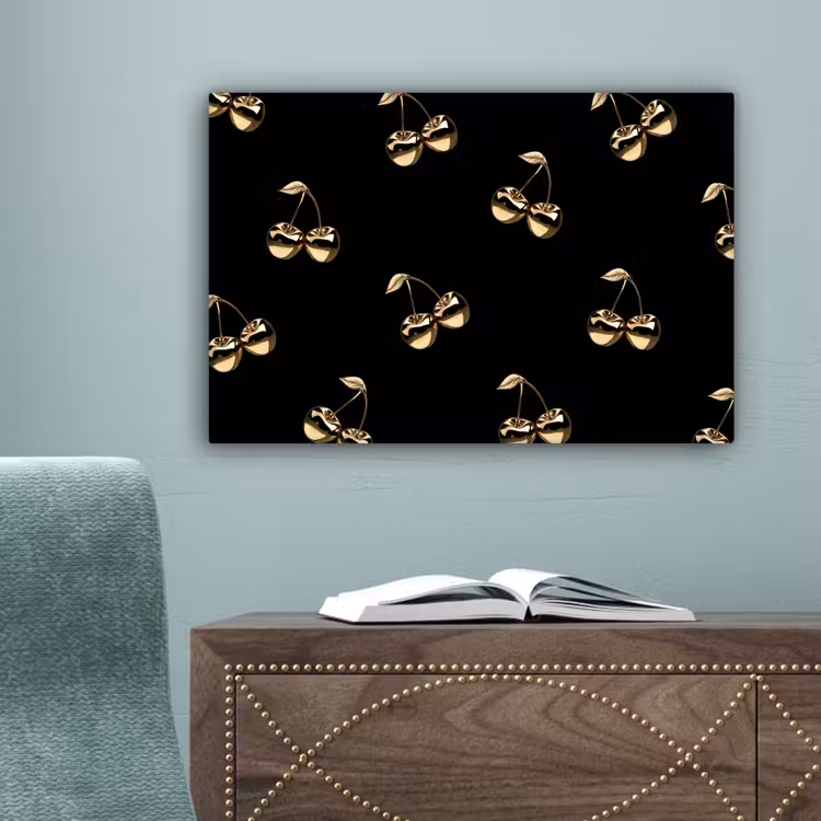 Patroon - Kersen - Goud - Chrome canvas 2cm klein -sfeer4