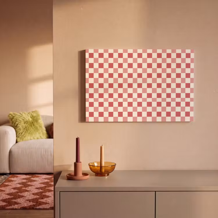 Patroon - Schaak - Roze canvas 2cm klein 34 -sfeer1