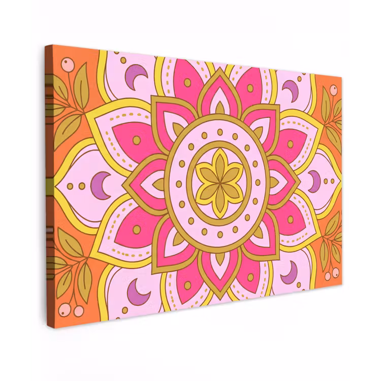 Patroon - Bloemmotief - Decoratie - Abstract - Roze canvas 2cm klein -z3d