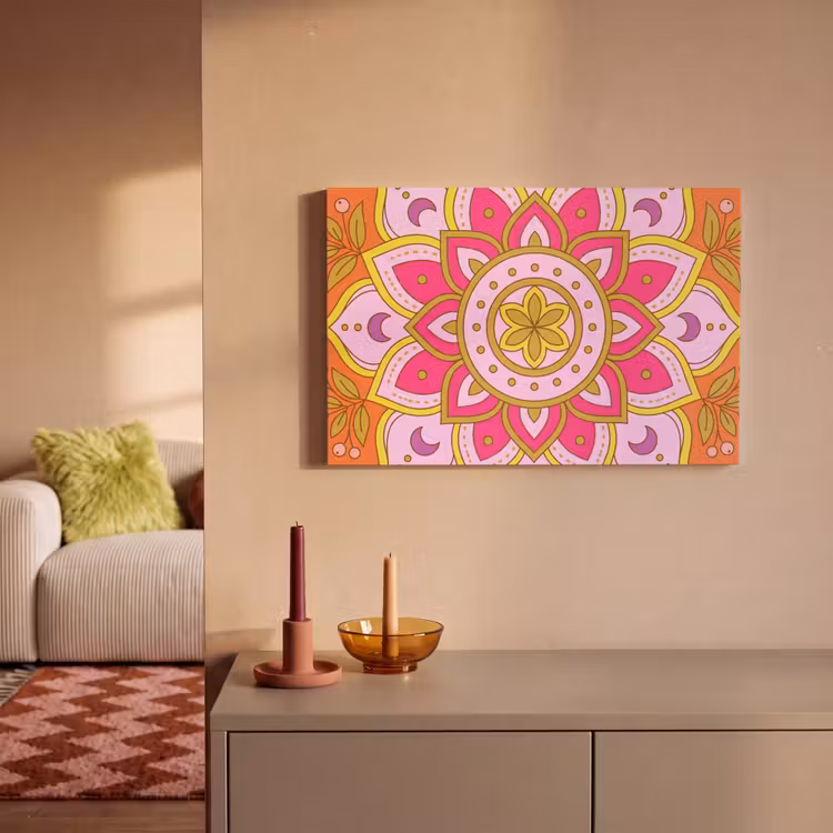 Patroon - Bloemmotief - Decoratie - Abstract - Roze canvas 2cm klein -sfeer1