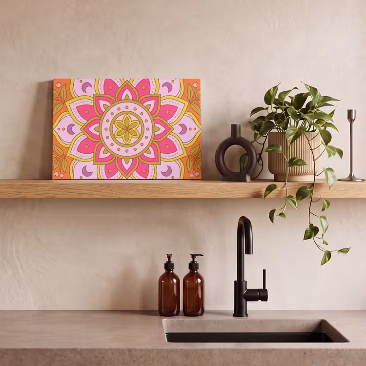 Patroon - Bloemmotief - Decoratie - Abstract - Roze canvas 2cm klein -sfeer3