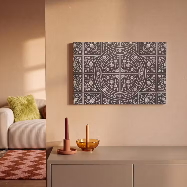 Patroon - Bloemmotief - Decoratie - Klassiek - Zwart canvas 2cm klein -sfeer1