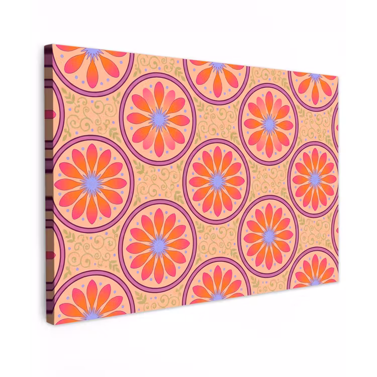 Patroon - Bloemen - Decoratief - Kleurrijk - Modern canvas 2cm klein -z3d