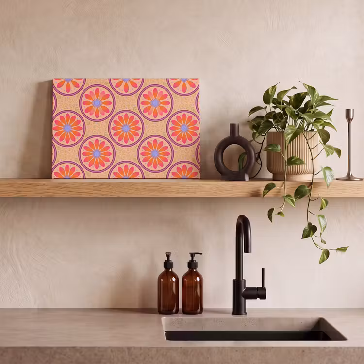 Patroon - Bloemen - Decoratief - Kleurrijk - Modern canvas 2cm klein -sfeer3