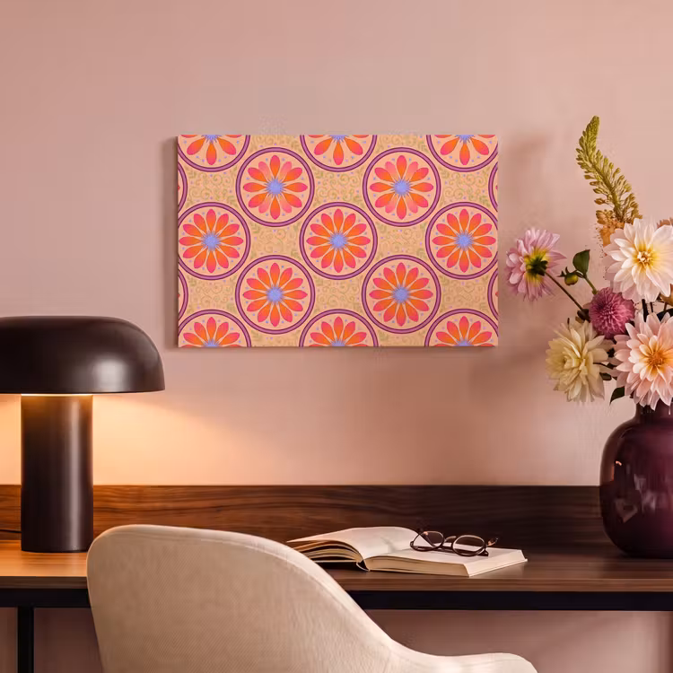 Patroon - Bloemen - Decoratief - Kleurrijk - Modern canvas 2cm klein -sfeer4