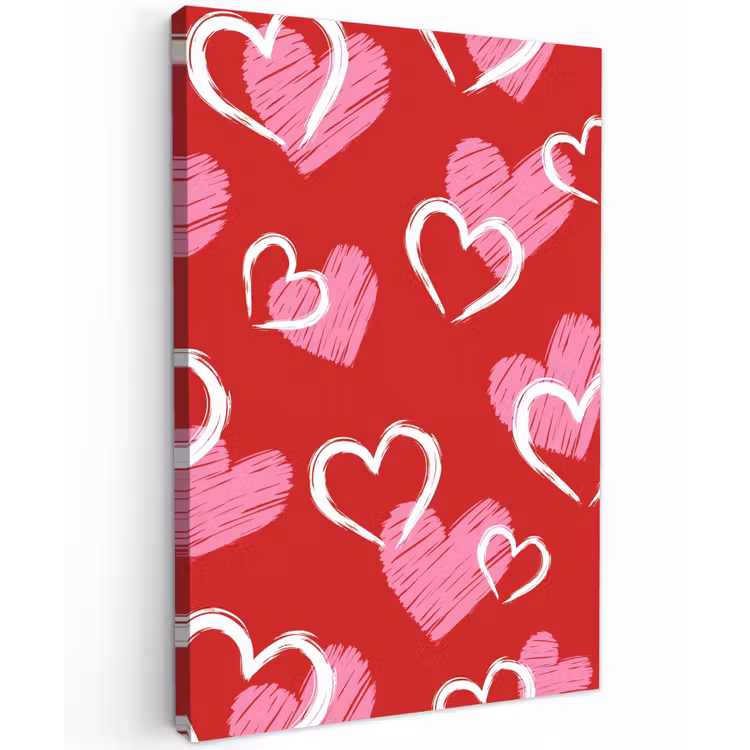 Patroon - Hartjes - Roze - Valentijn canvas 2cm klein -z3d
