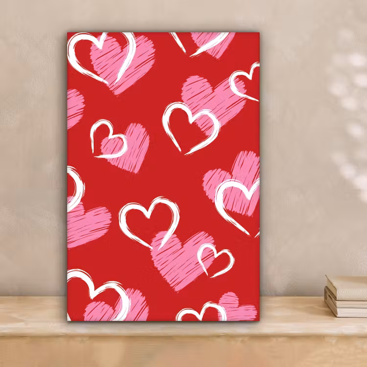 Patroon - Hartjes - Roze - Valentijn canvas 2cm klein -sfeer1