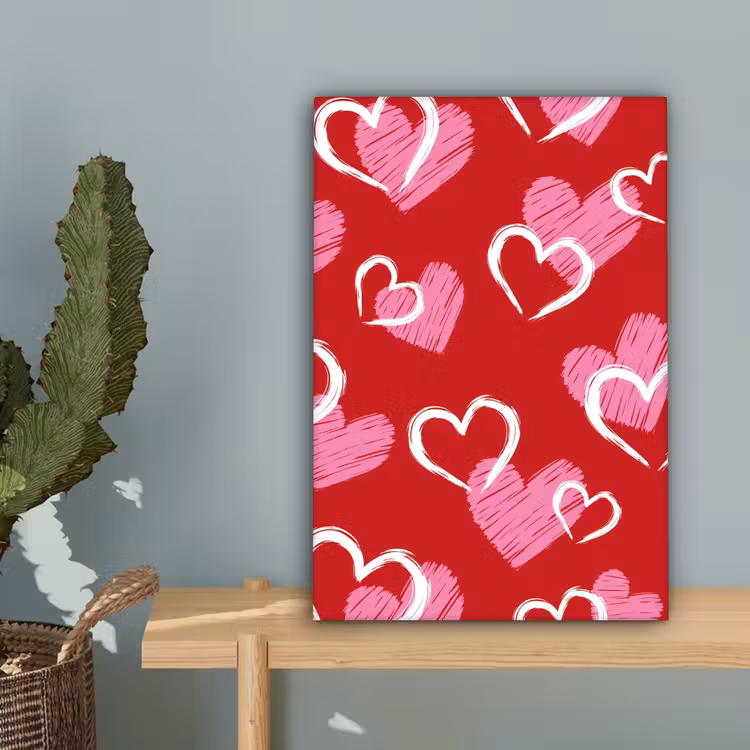 Patroon - Hartjes - Roze - Valentijn canvas 2cm klein -sfeer4