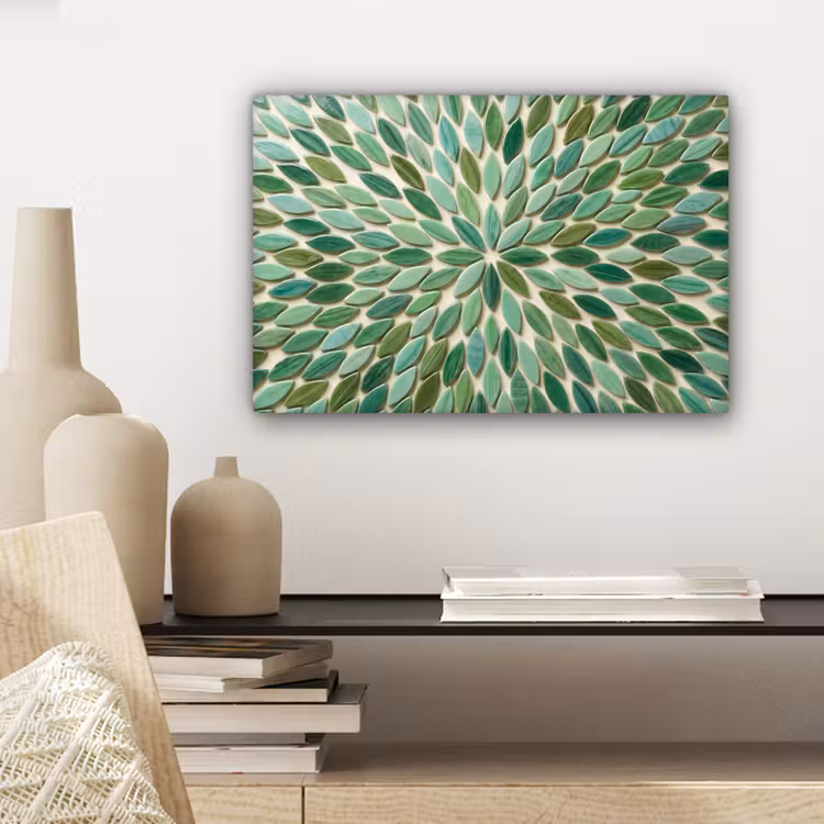 Patroon - Blad - Groen - Abstract canvas 2cm klein -sfeer6