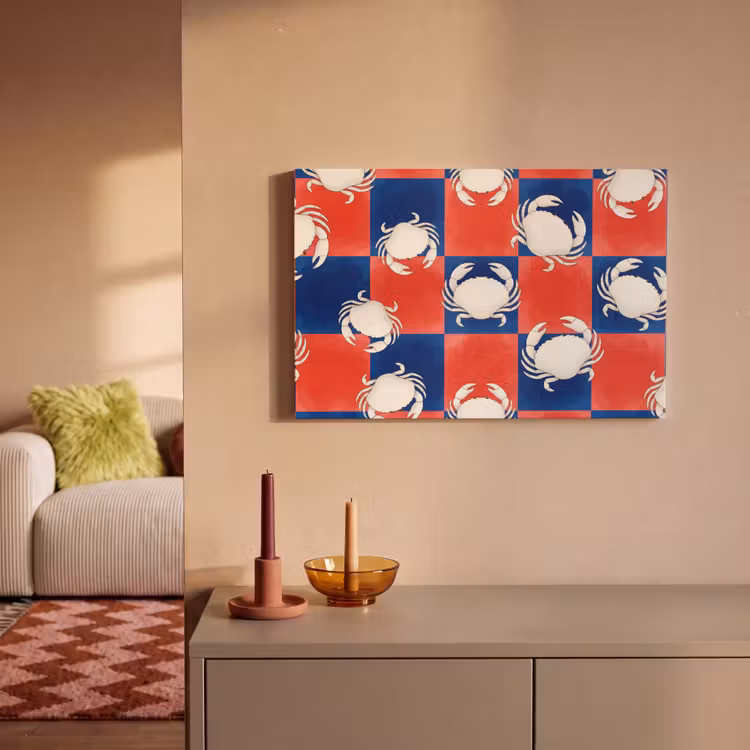 Patroon - Zeeleven - Rood - Blauw - Abstract canvas 2cm klein -sfeer1