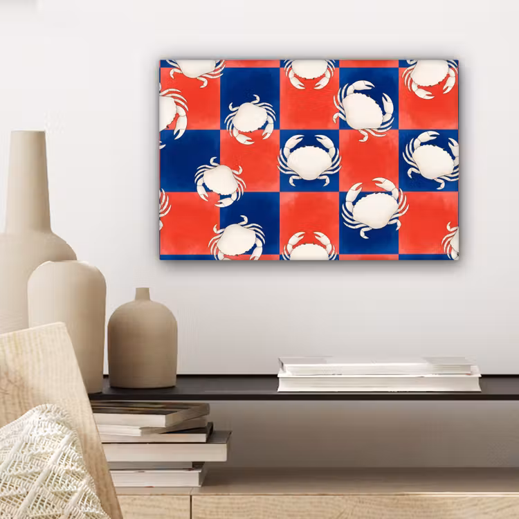 Patroon - Zeeleven - Rood - Blauw - Abstract canvas 2cm klein -sfeer6