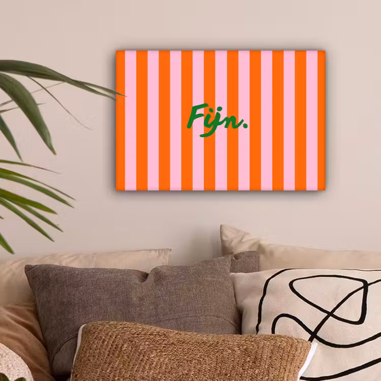 Patroon - Oranje - Fijn - Strepen canvas 2cm klein -sfeer1