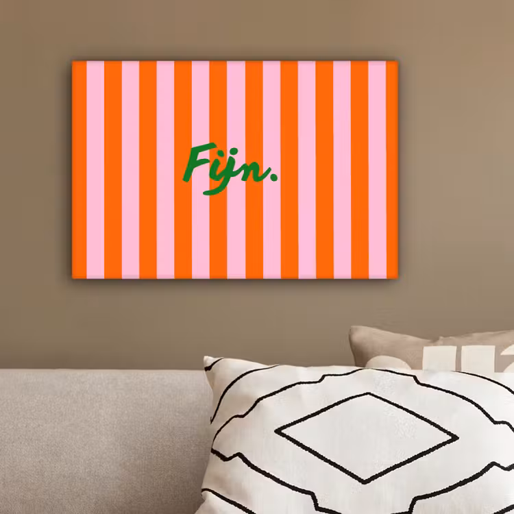 Patroon - Oranje - Fijn - Strepen canvas 2cm klein -sfeer3