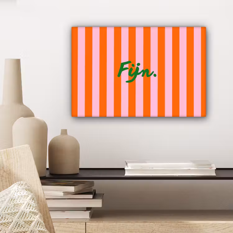 Patroon - Oranje - Fijn - Strepen canvas 2cm klein -sfeer6