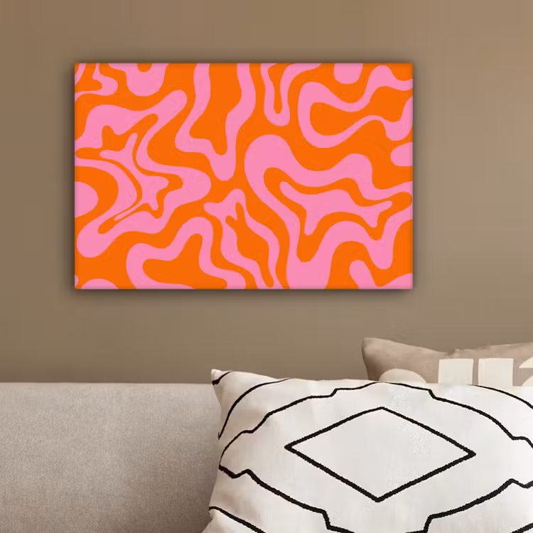 Patroon - Roze - Oranje - Abstract - Modern canvas 2cm klein -sfeer3