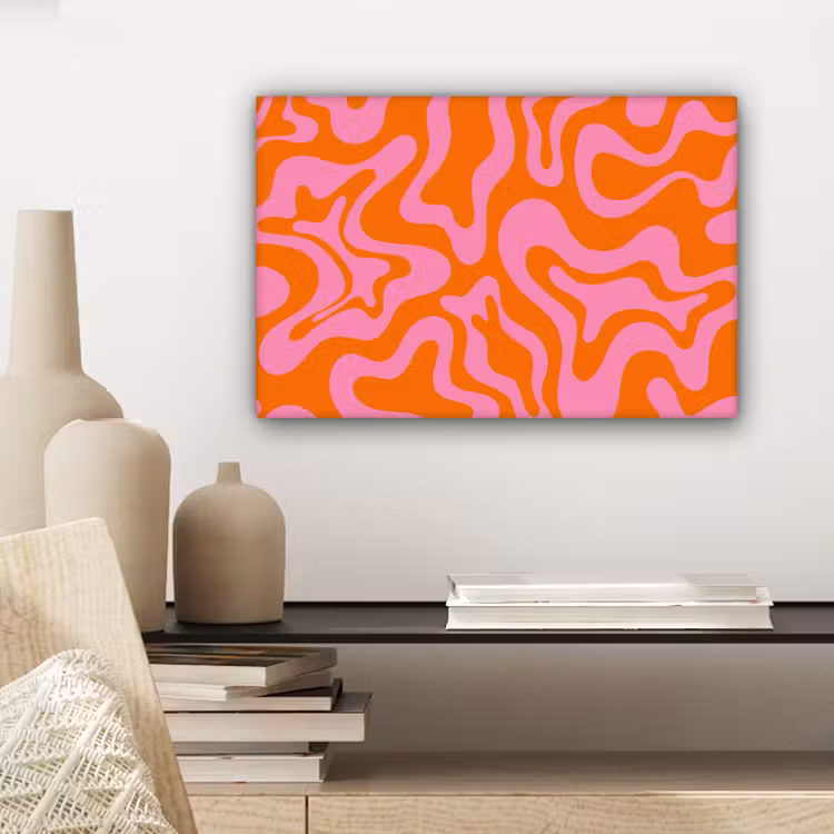 Patroon - Roze - Oranje - Abstract - Modern canvas 2cm klein -sfeer6