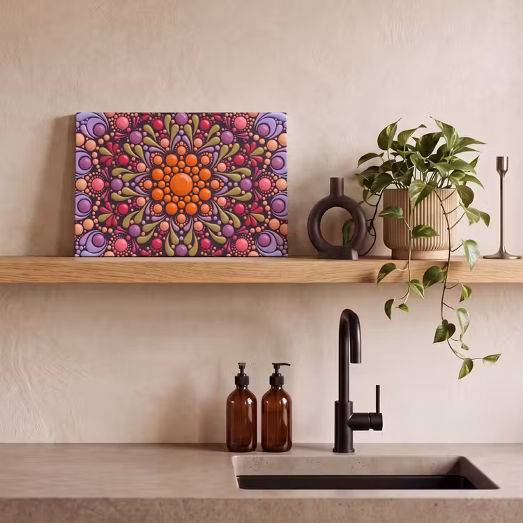 Patroon - Stippen - Abstract - Modern - Kleurrijk canvas 2cm klein -sfeer3
