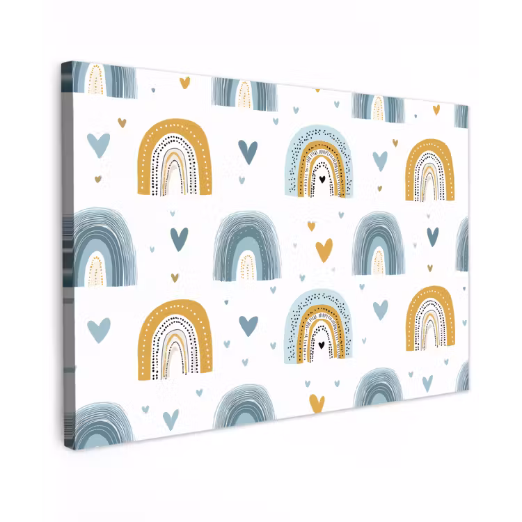 Patroon - Regenboog - Hartjes canvas 2cm klein -z3d