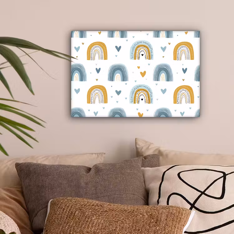 Patroon - Regenboog - Hartjes canvas 2cm klein -sfeer1