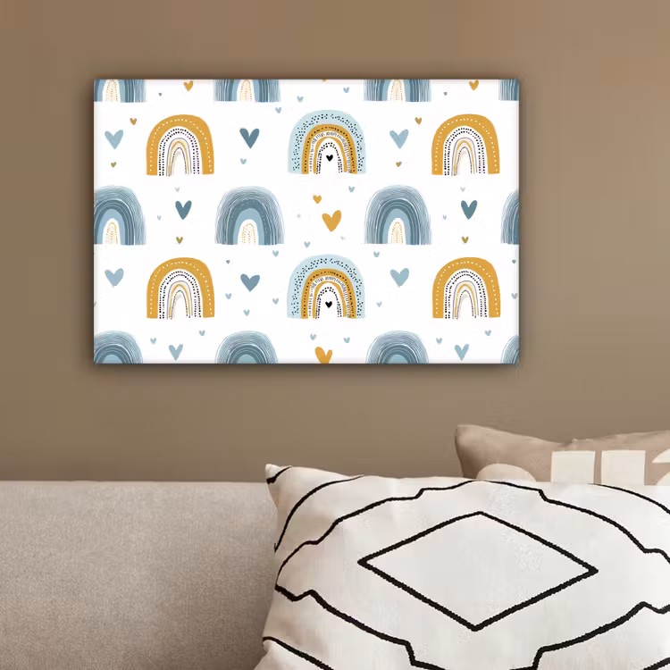 Patroon - Regenboog - Hartjes canvas 2cm klein -sfeer3