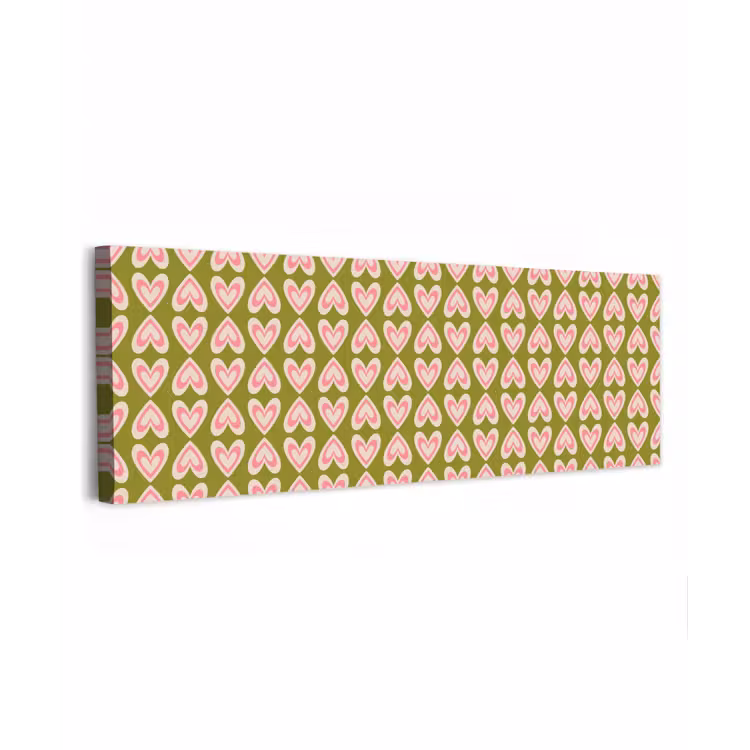 Patroon - Symmetrisch - Hartjes - Olijfgroen canvas 2cm klein 828 -z3d