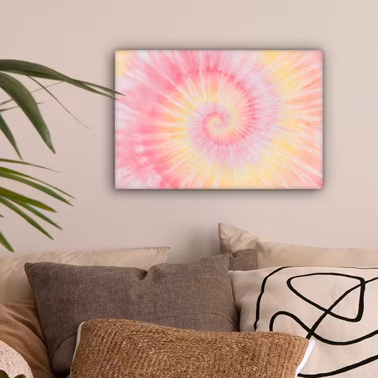 Patroon - Tie Dye - Pasteltinten - Roze canvas 2cm klein -sfeer1