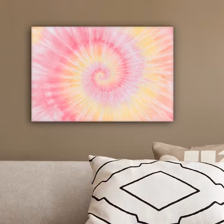 Patroon - Tie Dye - Pasteltinten - Roze canvas 2cm klein -sfeer3