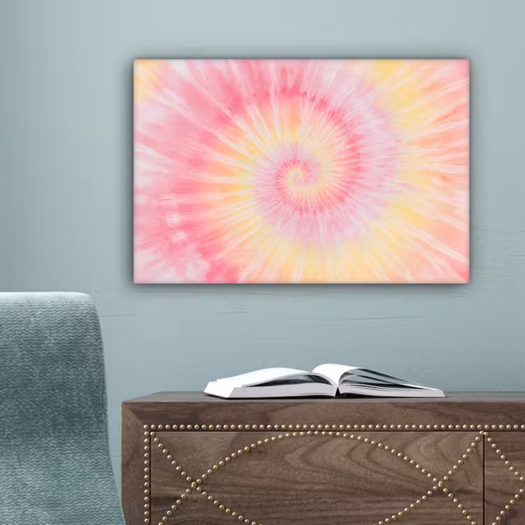 Patroon - Tie Dye - Pasteltinten - Roze canvas 2cm klein -sfeer4