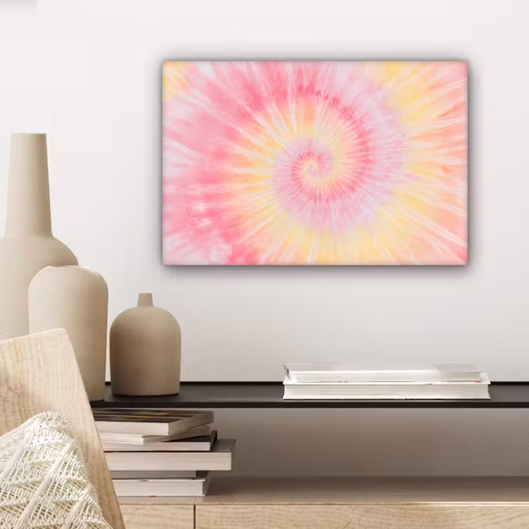 Patroon - Tie Dye - Pasteltinten - Roze canvas 2cm klein -sfeer6