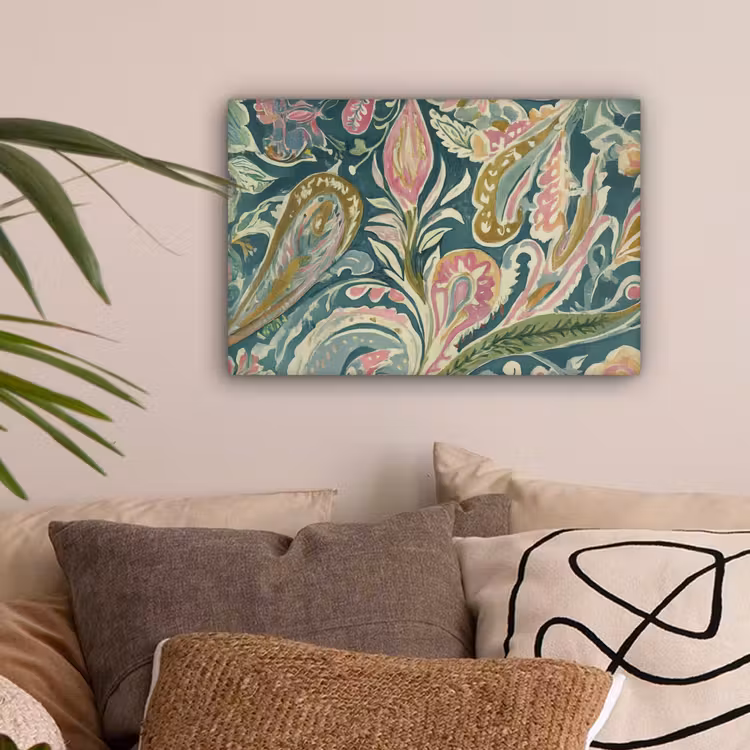 Patroon - Kleurrijk - Sierlijk - Groen canvas 2cm klein -sfeer1