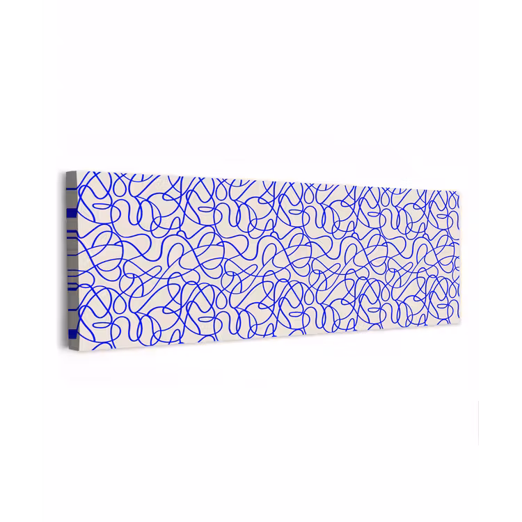 Patronen - Beige - Blauw - Lijnen canvas 2cm klein 828 -z3d