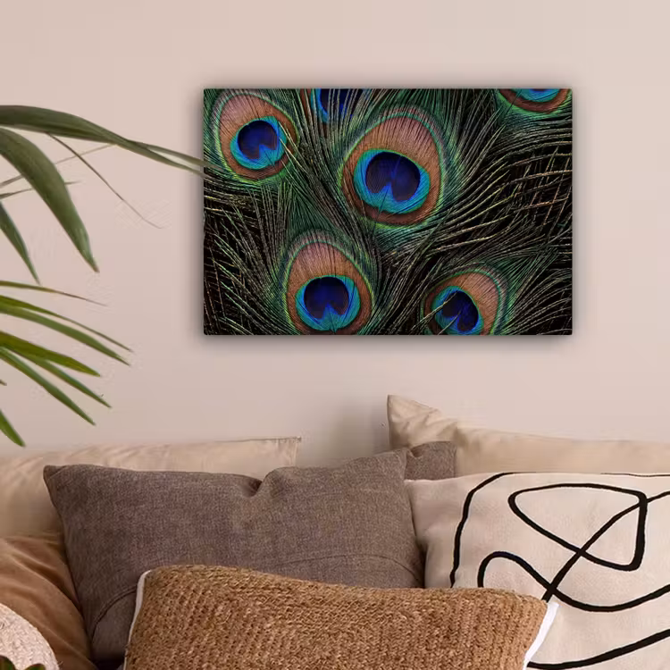 Pauwenveren - Klassiek - Groen canvas 2cm klein -sfeer1