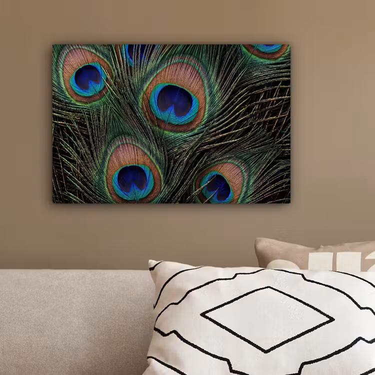 Pauwenveren - Klassiek - Groen canvas 2cm klein -sfeer3