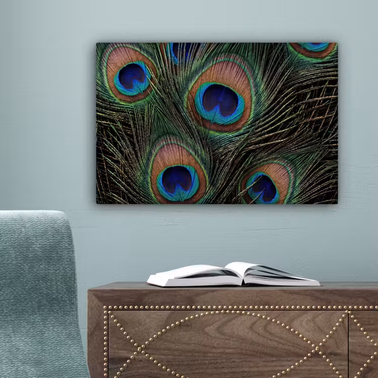 Pauwenveren - Klassiek - Groen canvas 2cm klein -sfeer4