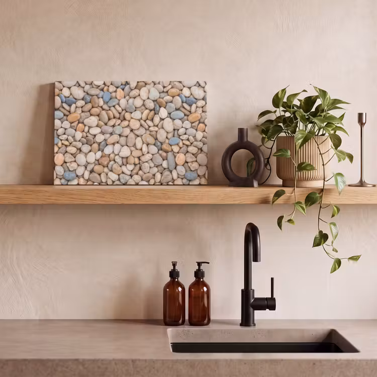 Kiezelstenen - Natuur - Textuur - Beige - Grijs canvas 2cm klein -sfeer3