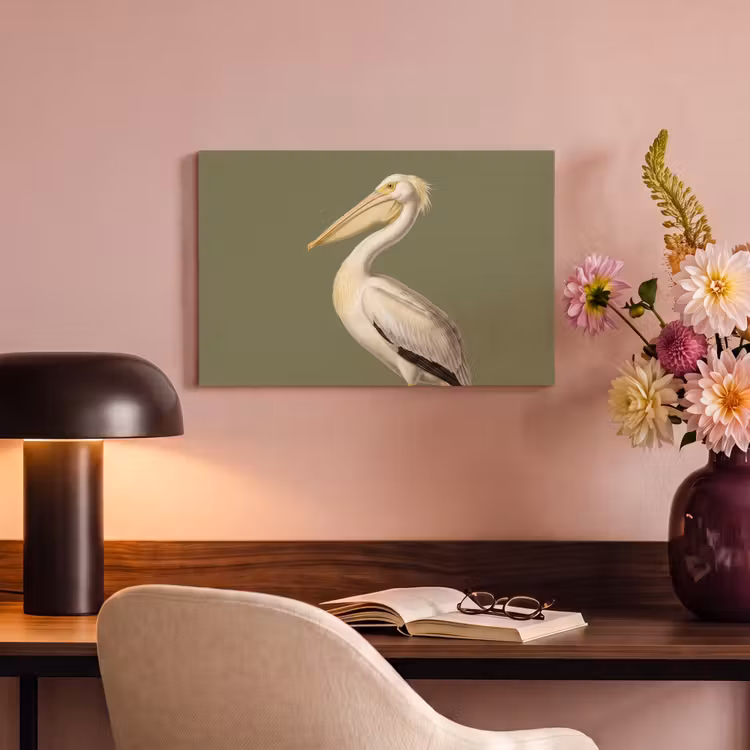Pelikaan - Wit - Vogel - Klassiek - Natuur canvas 2cm klein -sfeer4