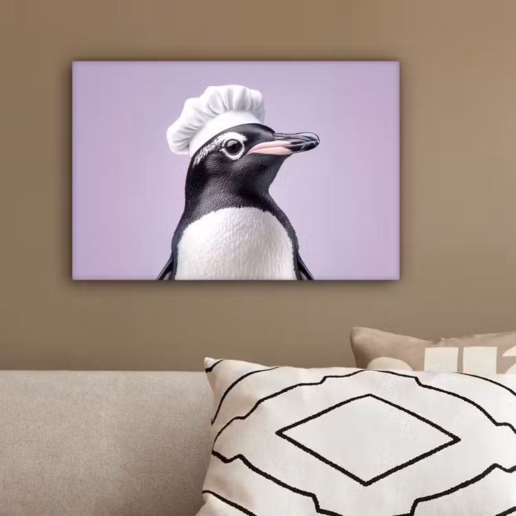 Pinguïn - Koksmuts - Lief - Paars canvas 2cm klein -sfeer3