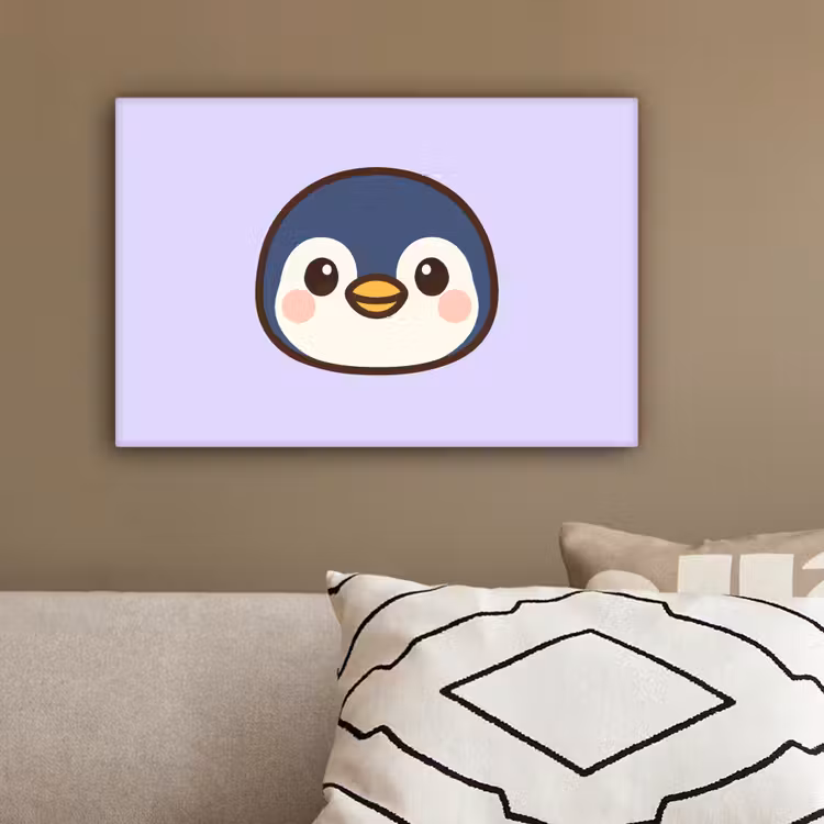 Pinguïn - Paars - Schattig canvas 2cm klein -sfeer3