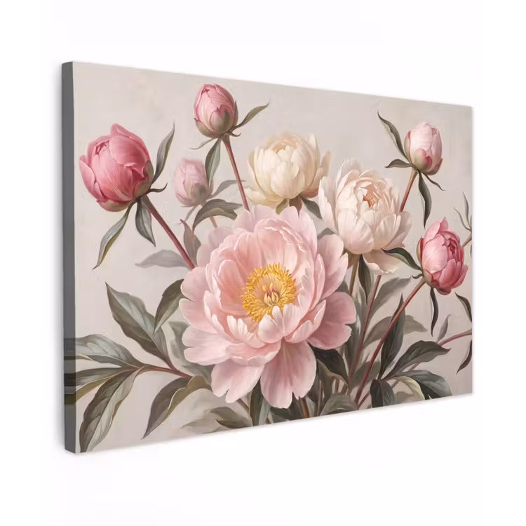 Pioenrozen - Boeket - Roze canvas 2cm klein -z3d