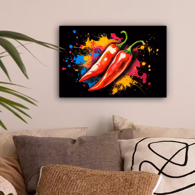 Peper - Graffiti - Verf - Abstract - Modern - Kleurrijk canvas 2cm klein -sfeer1