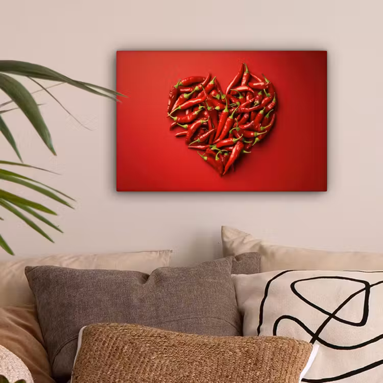 Pepers - Rood - Hart canvas 2cm klein -sfeer1