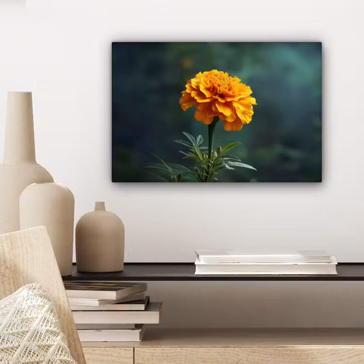 Bloemblaadjes - Afrikaan - Oranje - Wazig canvas 2cm klein -sfeer6