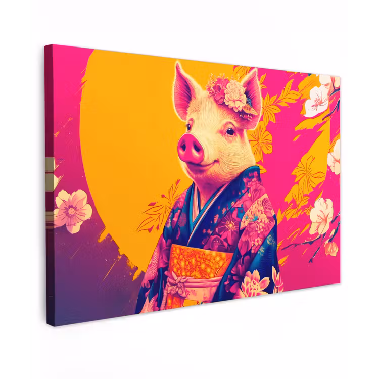 Varken - Bloemkroon - Kimono - Abstract canvas 2cm klein -z3d