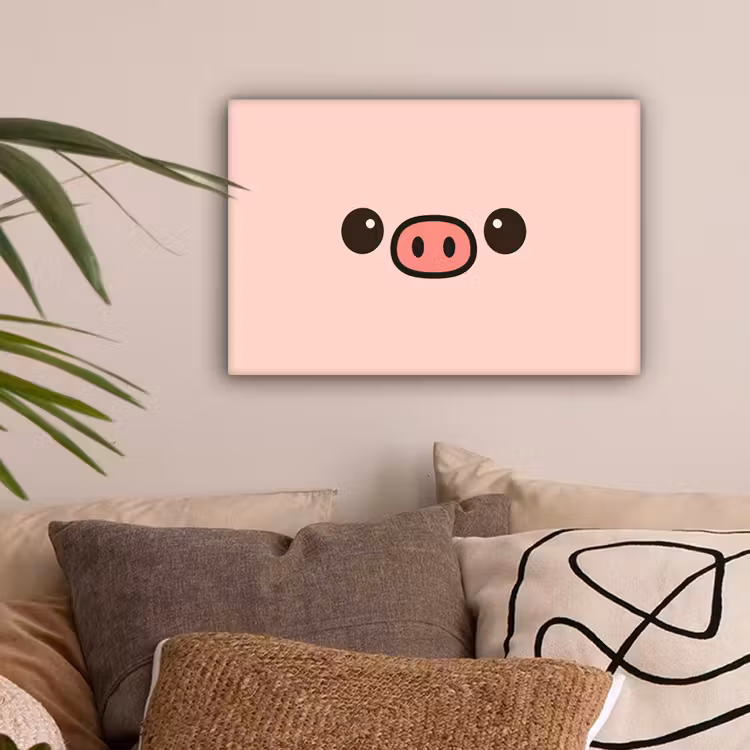 Varken - Roze - Minimalistisch canvas 2cm klein -sfeer1