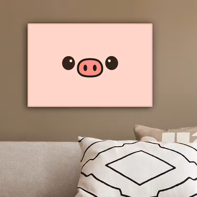 Varken - Roze - Minimalistisch canvas 2cm klein -sfeer3
