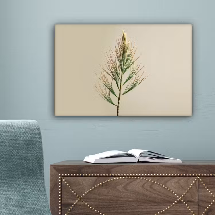 Dennentak - Naaldvormige bladeren - Lichtgroen canvas 2cm klein -sfeer4
