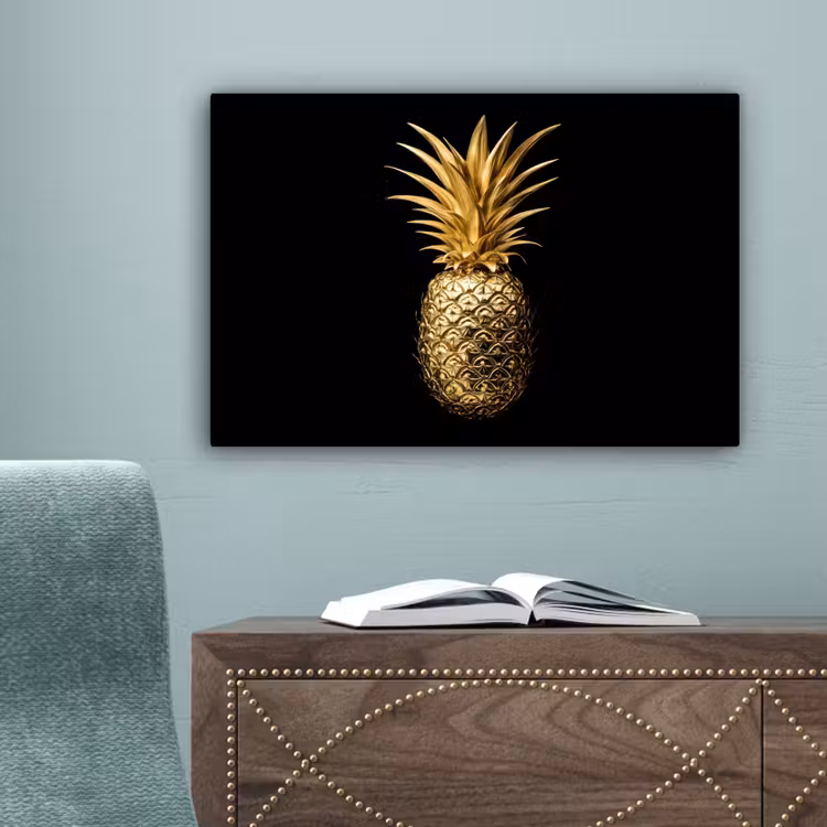 Ananas - Zwart - Goud - Luxe canvas 2cm klein -sfeer4
