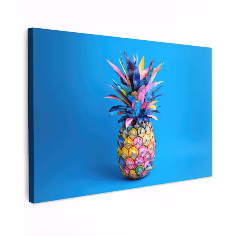 Ananas - Blauw - Tropisch - Vrolijk canvas 2cm klein -z3d