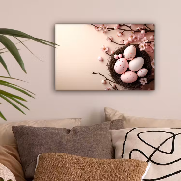 Roze - Bloesems - Eieren canvas 2cm klein -sfeer1