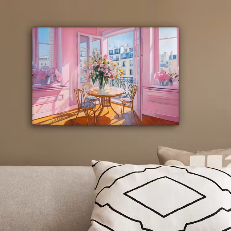 Pink - City - Bloemen canvas 2cm klein -sfeer3